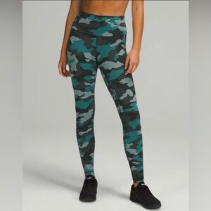 Lululemon Wunder Train High-Rise 28” Heritage 365 Camo Tidewater Teal Multi